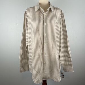 NWT Via Europa Beige Striped Button-Up Shirt Size XL